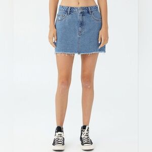 Cotton On Denim Raw Hem Micro Mini Skirt Swell Blue